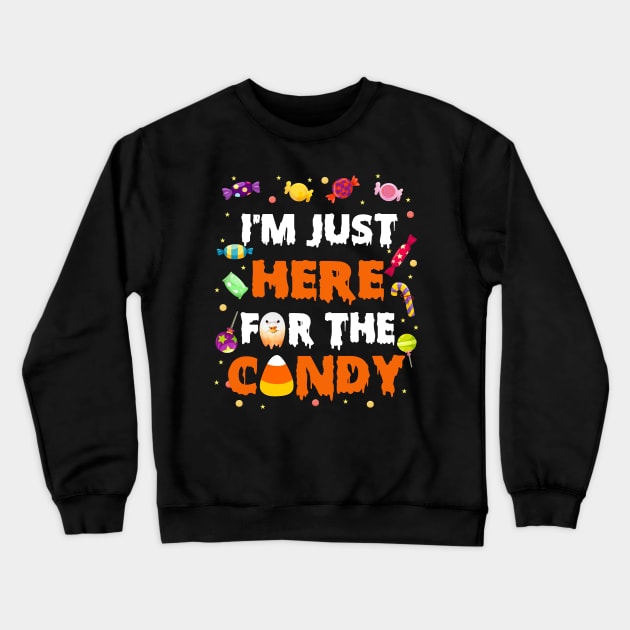 I'm Just Here For The Candy Halloween Candy Lollipop Crewneck Sweatshirt by Margaretsantana